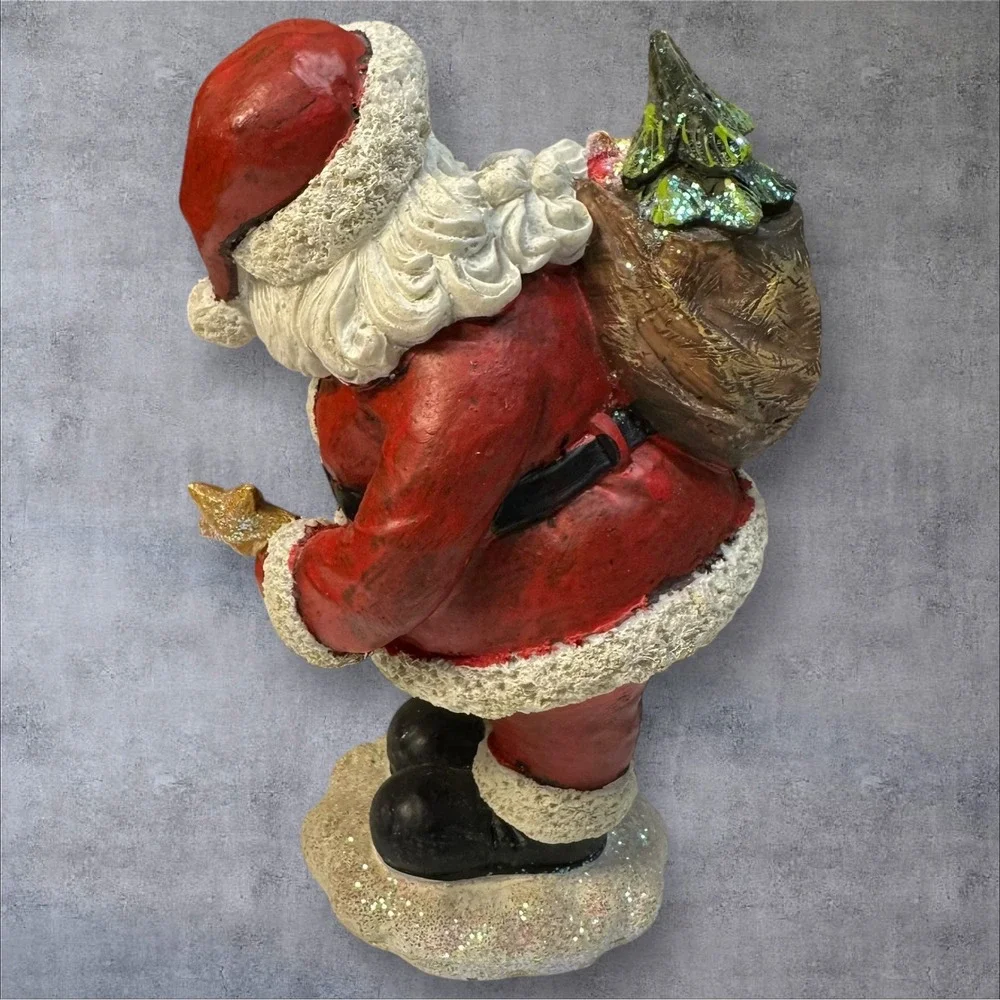 Transpac Small Jolly Santa Claus Figurine with‎ Gift Sack Christmas Decor - Picture 4 of 7